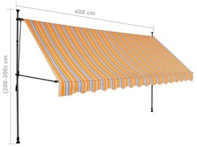 Tenda da Sole Retrattile Manuale con LED 400 cm Gialla e Blu