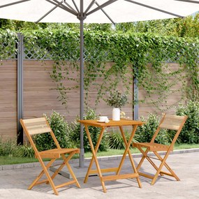 Set Da Bistrot 3pz Beige İn Polipropilene E Legno Massello /