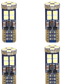 4 Pezzi Lampada Led T10 W5W 12 SMD 3030 12-24V 2.5W 380lm Bianco Freddo 6500K Adatto per Auto e Camion H27mm