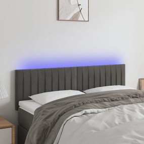 Testiera A Led Grigio Scuro 144x5x78/88 Cm İn Velluto /