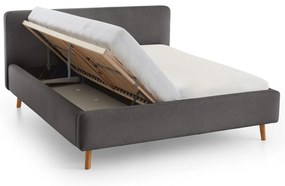 Letto matrimoniale imbottito grigio scuro con contenitore con rete inclusa 140x200 cm Mattis – Meise Möbel