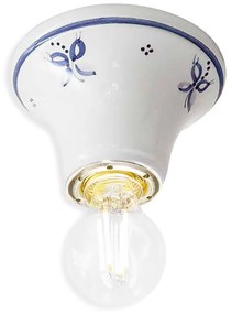 Plafoniera Classica Trieste Bianco Decorato Filo Blu 1 Luce E14