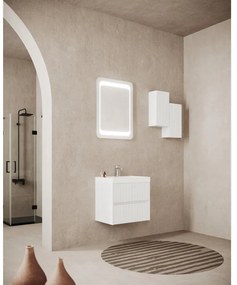 Pensile bagno Portofino bianco in vetro, 1 anta apertura da sinistra P 15 x L 25 x H 50 cm