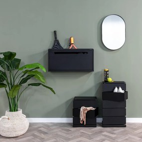 Scarpiera nera in metallo con ante ribaltabili/da parete 76x38x18 cm Sportiva – Spinder Design