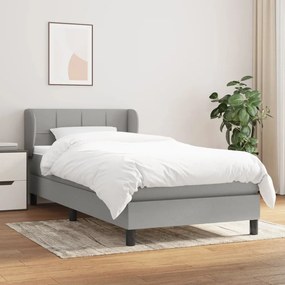 Giroletto A Molle Con Materasso Grigio Chiaro 90x200 Cm Tessuto /
