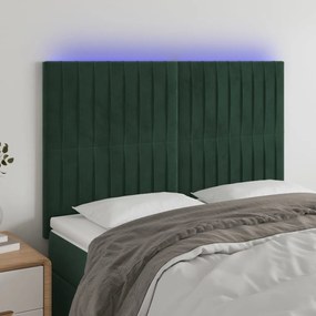 Testiera A Led Verde Scuro 144x5x118/128cm İn Velluto /