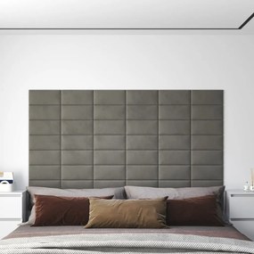 Pannelli Murali 12 Pz Grigio Chiaro 30x15 Cm Velluto 0,54 M² /