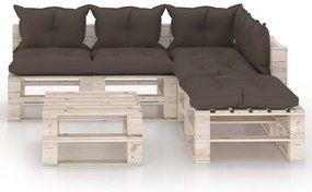 Set divani da giardino pallet 6 pz con cuscini in legno di pino