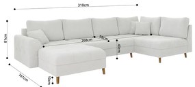 Divano angolare crema in tessuto bouclé (angolo sinistro/"U") Ariella - Ropez