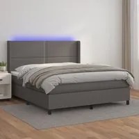 Giroletto Molle con Materasso e LED Grigio 180x200cm Similpelle 3139341