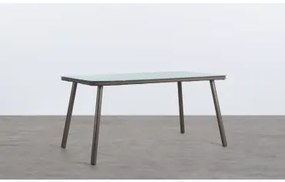 Tavolo da Esterno Rettangolare in Alluminio e Cristallo (160x90 cm) - The Masie