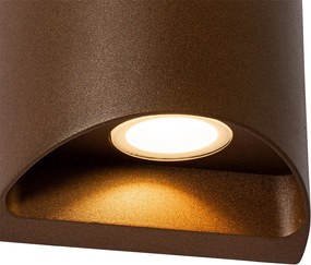 Lampada da parete per esterni moderna marrone ruggine con LED a 2 luci IP54 - Mal
