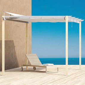 Pergola Omega in alluminio beige copertura mobile grigio L 400 x P 285 x H 258 cm