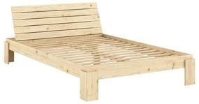 Letto matrimoniale di colore naturale in pino massiccio con rete inclusa 140x200 cm Layers – Karup Design