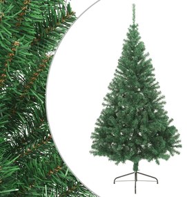 Albero di Natale Artificiale Metà con Supporto Verde in PVC, 210 cm