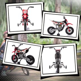 Moto Elettrica per Bambini con Rotelle e Indicatore di Carica Rosso...