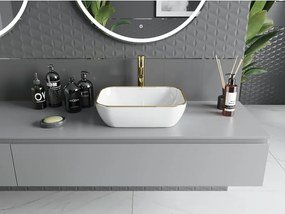 Mexen Rita lavabo da appoggio 45 x 32 cm, bianco/oro bordo - 21084505