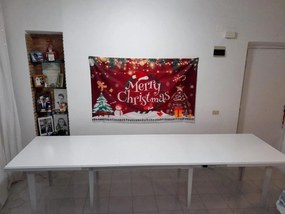 Tavolo pranzo allungabile in legno massello bianco opaco 160x85 cm