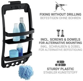 Mensola da bagno da appendere/senza foratura nera in plastica Universal – Wenko