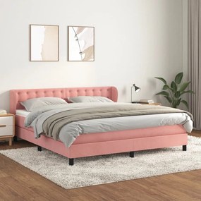 Giroletto A Molle Con Materasso Rosa 160x200 Cm İn Velluto /