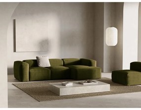 Divano angolare verde (con penisola a destra/con chaise lounge) con rivestimento in velluto a coste Bergamo – Cosmopolitan Design