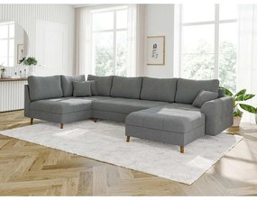 Divano angolare grigio in tessuto bouclé (angolo destro/"U") Ariella - Ropez