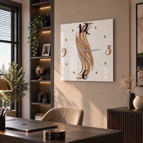 Orologio da Parete Quadrato TRATO 65x65 cm - Vetro Bianco e Legno Rovere