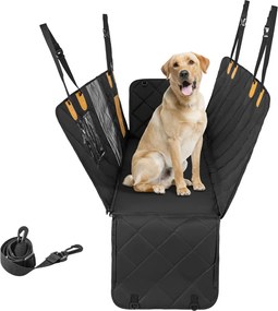 Costway Coprisedile auto per cani impermeabile e antigraffio, Copertura sedile antiscivolo per cani con finestre in rete Nero
