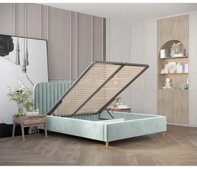 Letto singolo color menta imbottito con spazio contenitivo con rete inclusa 120x200 cm Noto – Maison de Rêve