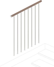 Balaustra in kit IRIS Superiore in acciaio bianco, corrimano in legno noce, L 102 cm fissaggio a pavimento