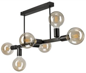 Lampadario a sospensione con supporto rigido ASTRID 6xE27/60W/230V nero