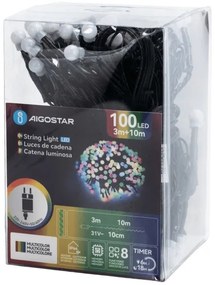 Aigostar - Catena luminosa decorativa LED RGBY da esterno 100 LED/3,6 W/230 V/8 funzioni/10 m/IP44