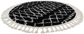 Tappeto BERBER ETHNIC G3802 cerchio nero / bianco Frange berbero marocchino shaggy