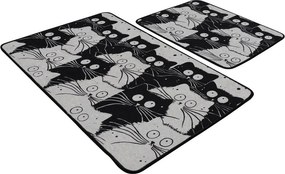 Set di tappetini per il bagno neri/grigi 2 pz 60x100 cm White Cats – Foutastic