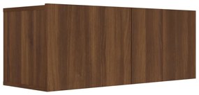 Set mobili porta tv 7 pz rovere marrone in legno multistrato