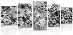 Quadri 5 pezzi – Fiori in bianco e nero