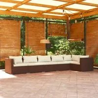 Set Divani da Giardino con Cuscini 6 pz in Polyrattan Marrone cod mxl 40814