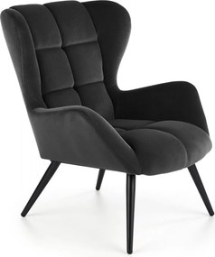 Poltrona Tyrion in velluto nero H91 cm