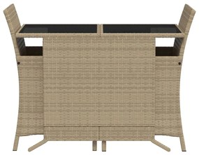 Set da Bistrò 3 pz con Cuscini Beige in Polyrattan