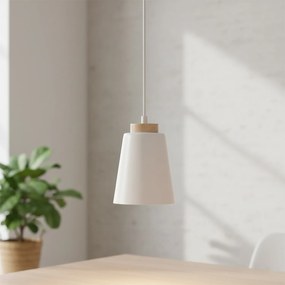 Lampadario a Sospensione in Acciaio e Legno BOLERO White