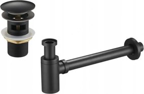 Mexen semisifone per lavabo rotondo con tappo in ceramica clic-clac, con troppopieno, nero antico - 7992050-79