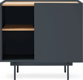 Cassettiera bassa in rovere decorato in colore antracite-naturale 90x78 cm Otto - Teulat