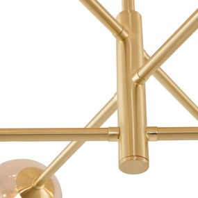 Plafoniera moderna ottone con vetro ambrato 6 luci - Ryan