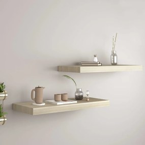 Scaffali A Parete 2 Pz Rovere 60x23,5x3,8 Cm İn Mdf /