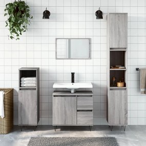 Set Mobili Da Bagno 3 Pz Grigio Sonoma İn Legno Multistrato /