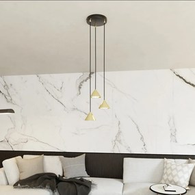 Lampadario a Sospensione in Acciaio ELIT 3 PREMIUM Nero e Oro 3xGX53