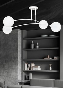 Lampadario a Sospensione in Acciaio e Vetro PREGOS 4 Nero/Bianco 4xE14