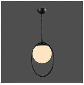 Lampada a sospensione in metallo nero con paralume in vetro ø 15 cm Ates - Squid Lighting