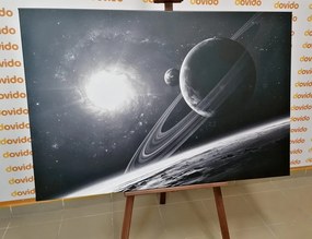 Quadro su tela – Pianeta nello spazio in bianco e nero