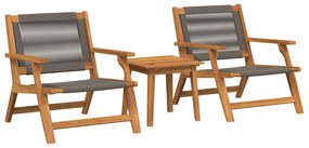 Set di 3 sedie da giardino e tavolo  in legno massello di acacia grigio